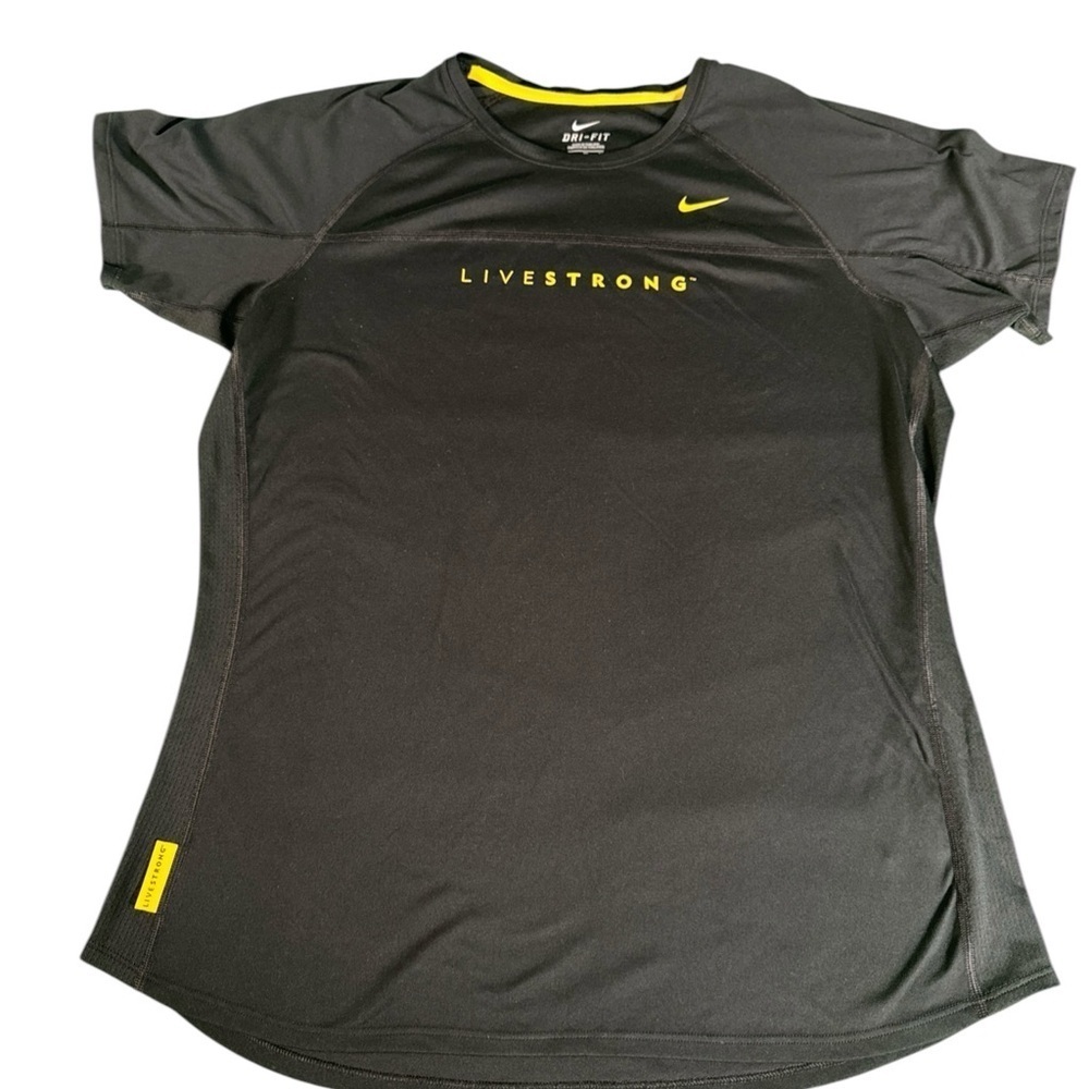 Nike Top Womens Size XL Black Livestrong Short Sleeve Dri-fit Active Wear